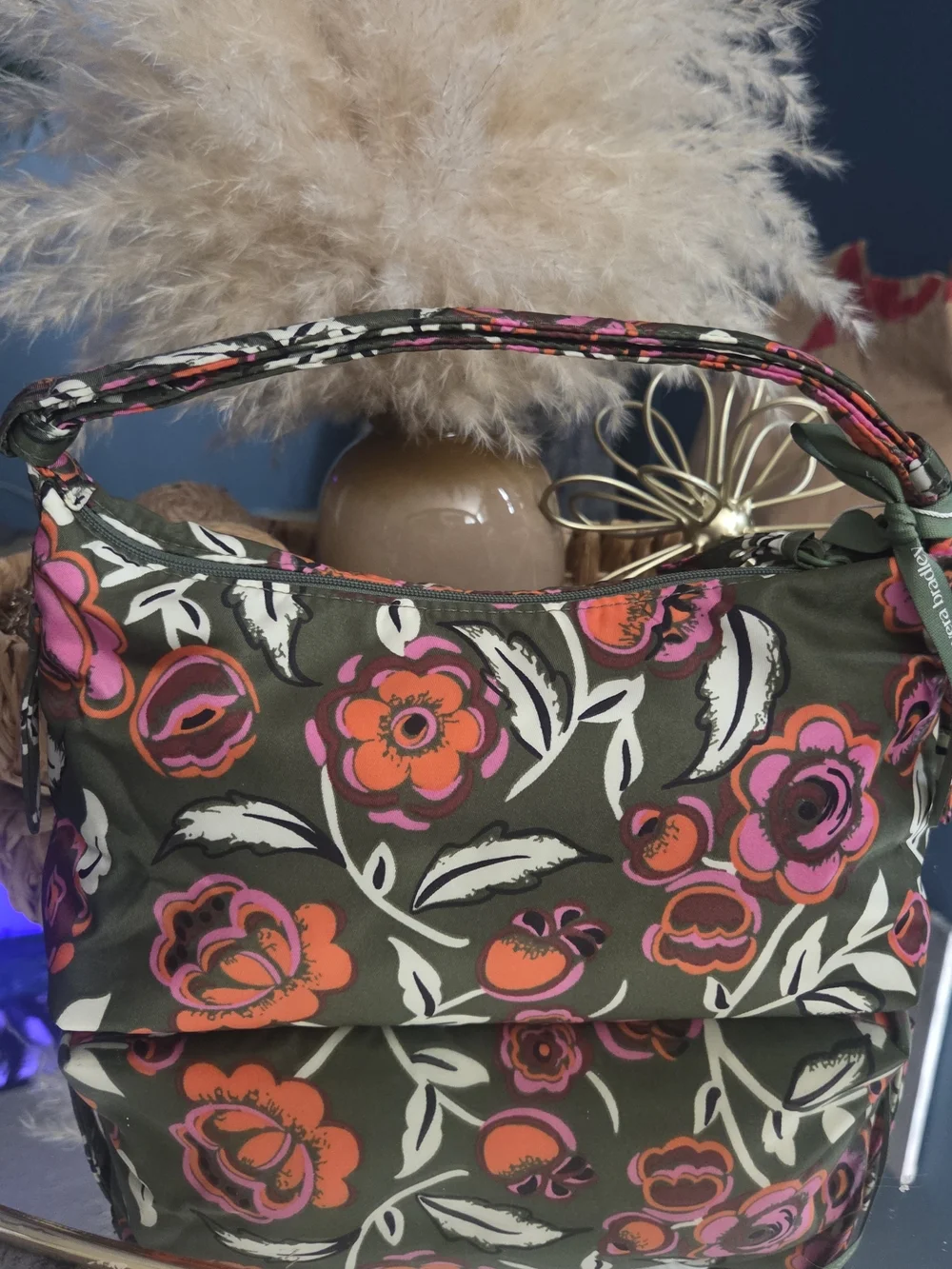 NWT Vera Bradley Crescent Shoulder Bag Bubbly Flowers Green MSRP $95